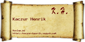 Kaczur Henrik névjegykártya
